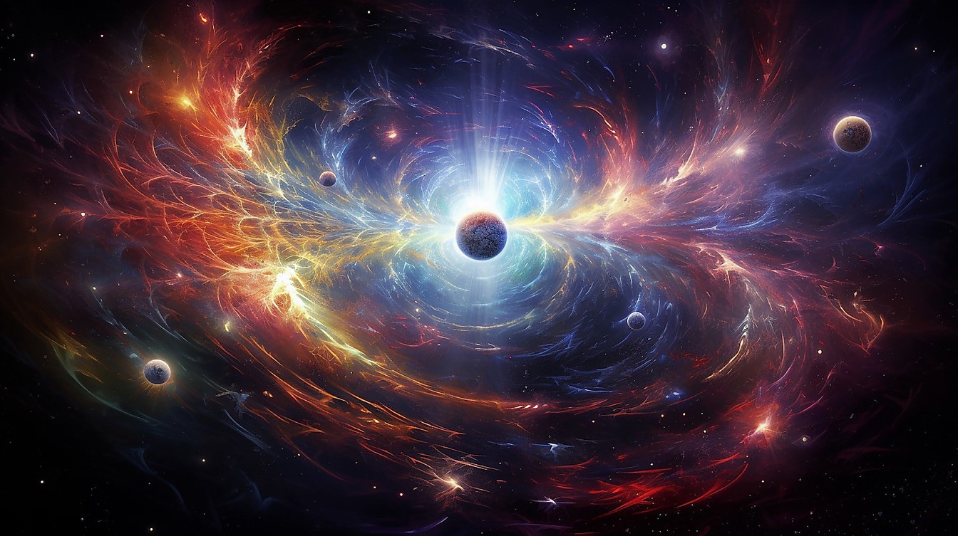 ภาพประกอบแฟนตาซีของกราฟิกจักรวาลบิ๊กแบง