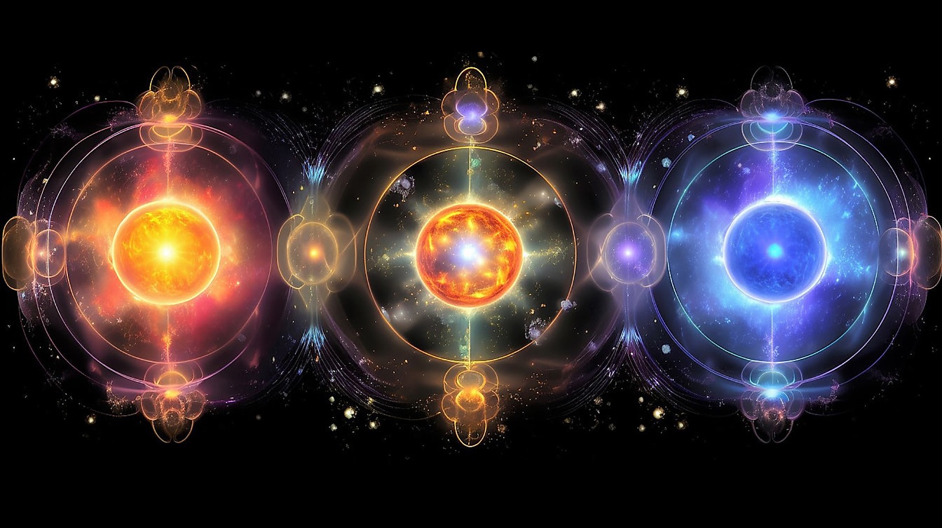 Astrologi grafisk atomenergi fantasi illustrasjon