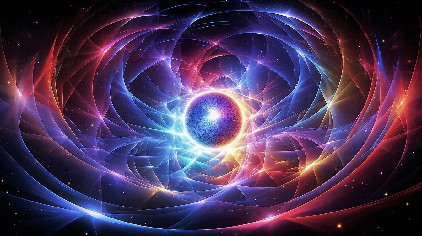 Creación de energía atómica de la ilustración del big bang del universo