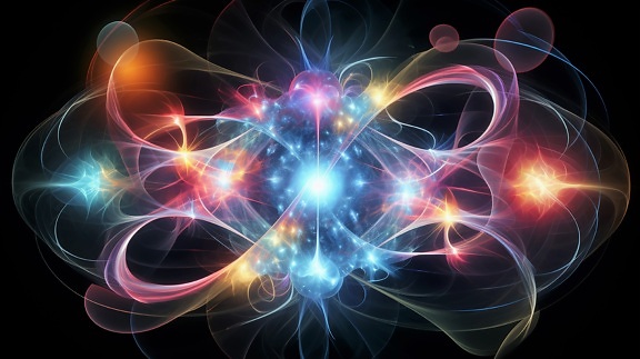 Atom Enerjisi, Grafiği, renkli, ışık, fütüristik, sanat, canlı