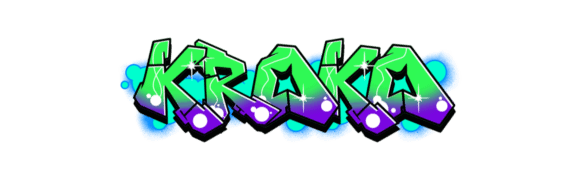 Kroko graffiti green purplish text transparent background