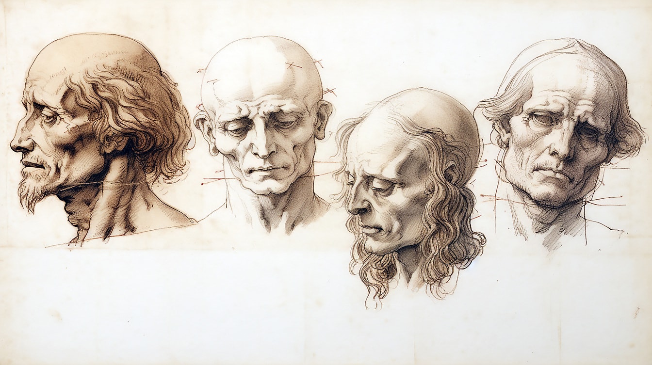 Schizzo della testa vecchio stile illustrazione ritratto disegno