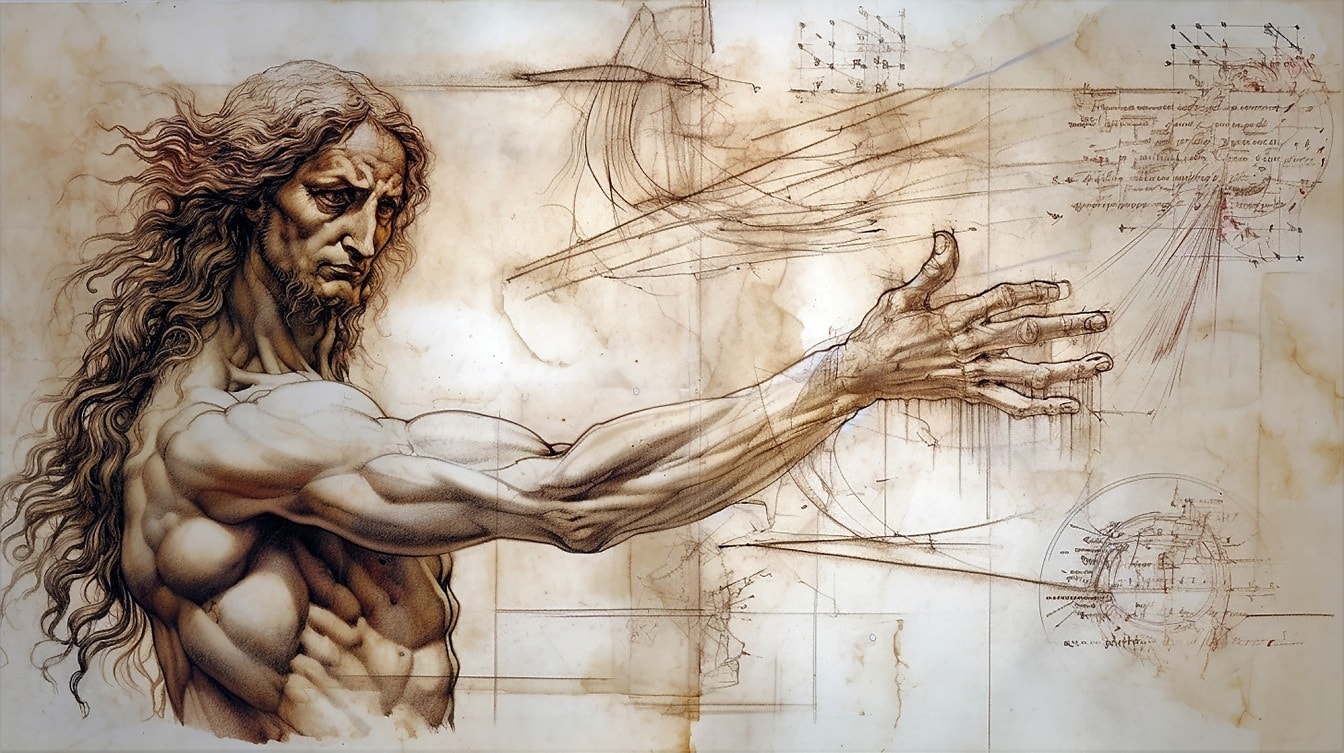 Giải phẫu cơ thể người phong cách cũ phác thảo vẽ minh họa