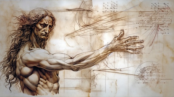 ciało, człowieka, Anatomia, szkic, stary styl, Rysunek, ilustracja