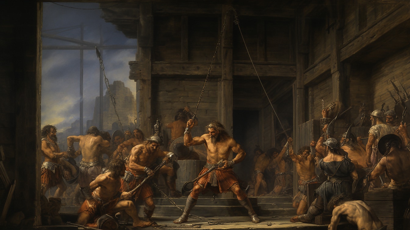 Középkori csata, képzőművészet, festészet, gladiátorok lázadása