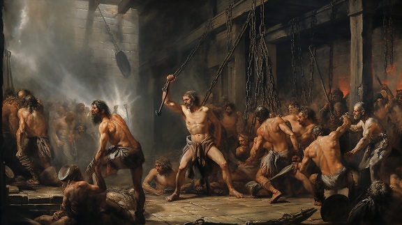 Képzőművészeti fotómontázs gladiátorok lázadásáról