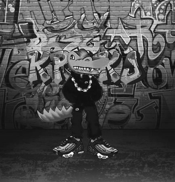 Kroko Graffiti black and white photomontage