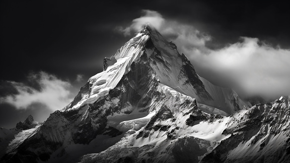 preto e branco, paisagem, fotografia, pico de montanha, montanhas, montanha, neve