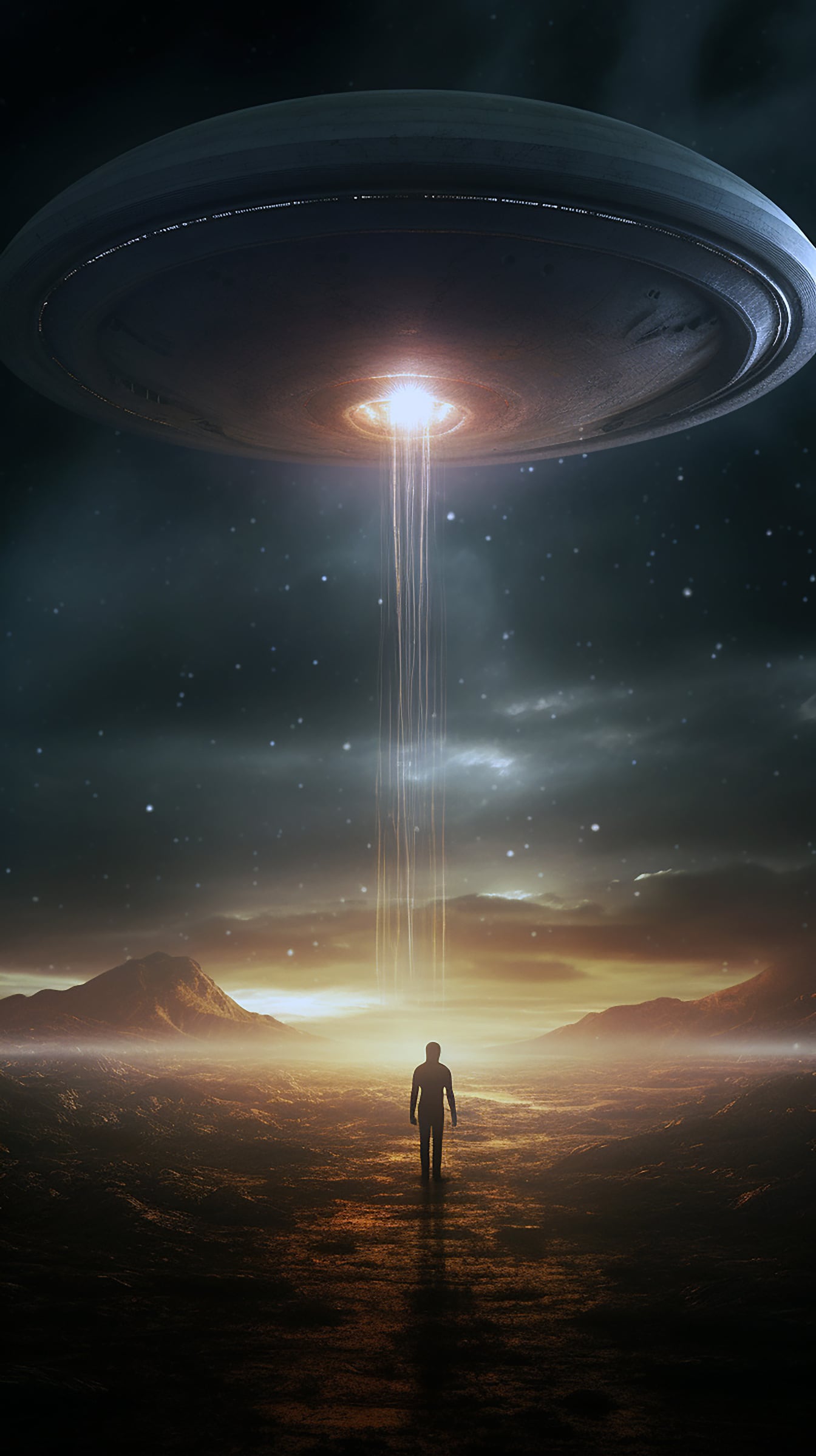 Alien spacecraft abduction horror fantasy illustration