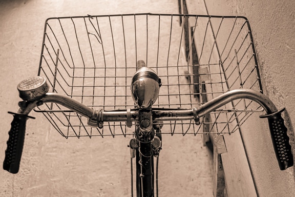 volante, faro, biciclette, vecchio stile, nero di seppia, fotografia, in acciaio