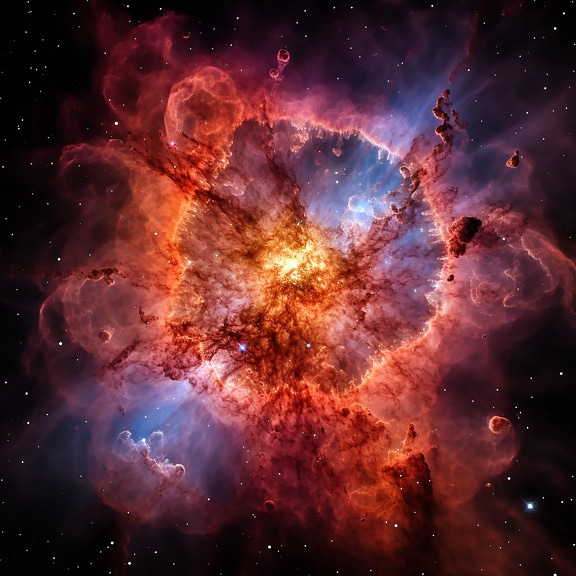 rojo oscuro, luz, estrella, explosión, gran explosión, astronomía, plasma