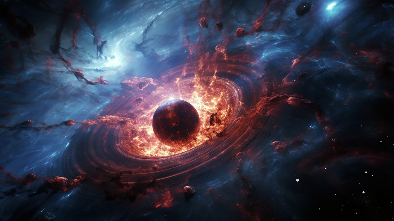 Ősrobbanás bolygó a fekete lyukban illusztráció