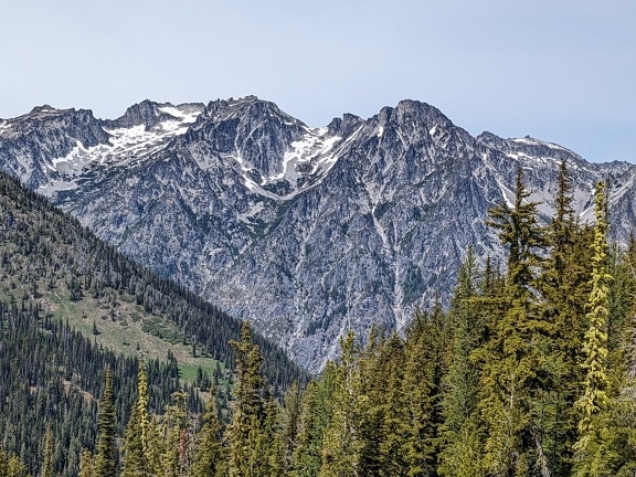 panorama, grå, bergstopp, dalen, nationalparken, topp, Berg