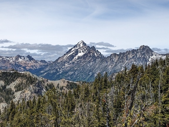 Sharp mountain peak majestic natural park panorama landscape