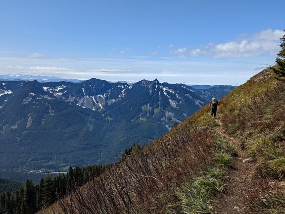 hiker, đi bộ đường dài, núi, độ dốc, Canada, vườn quốc gia, cảnh quan