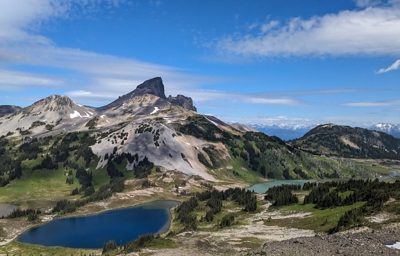 Berge, am See, majestätisch, Panorama, Kanada, Naturpark, Hochland
