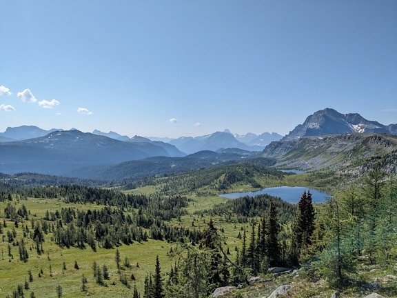 Panorama-, Blick, am See, Tal, Grün, Landschaft, Berge