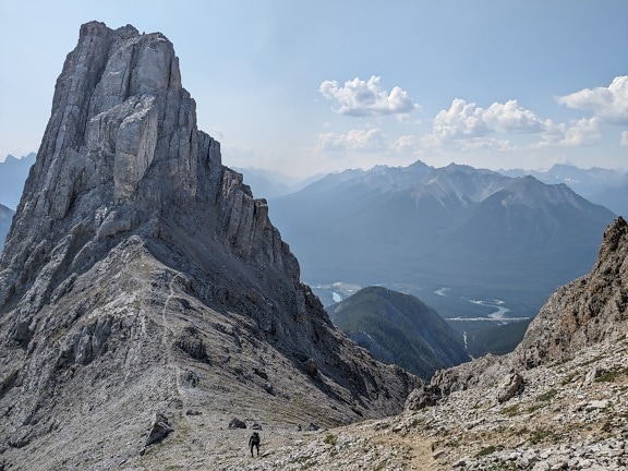 High mountain peak on Edith mountain with panoramic view of valley