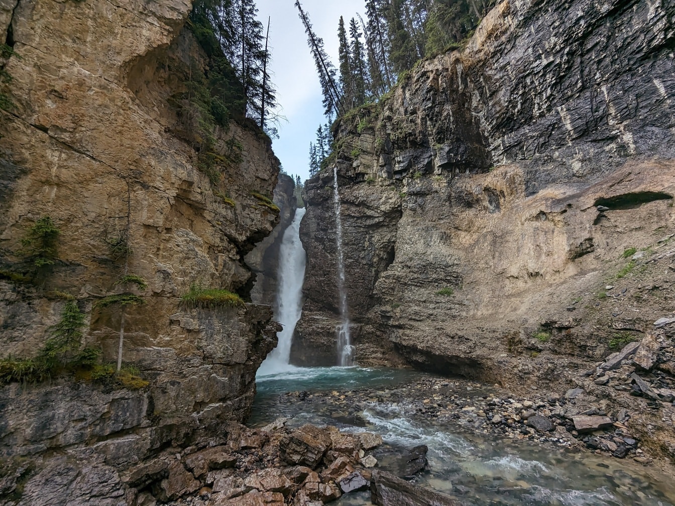 Thác nước vườn quốc gia Banff với hẻm núi hẹp