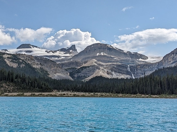 湖, 水, 绿, 加拿大, 国家公园, 山, 山