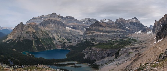 озеро, Канада, национальный парк, пейзаж, панорама, бассейн, горы