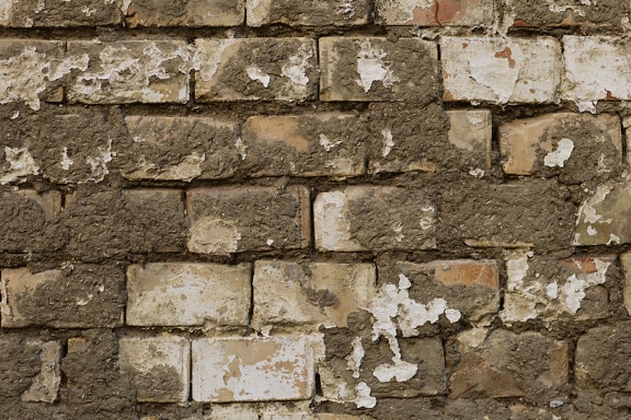 Dirty rough adobe brick wall texture close-up