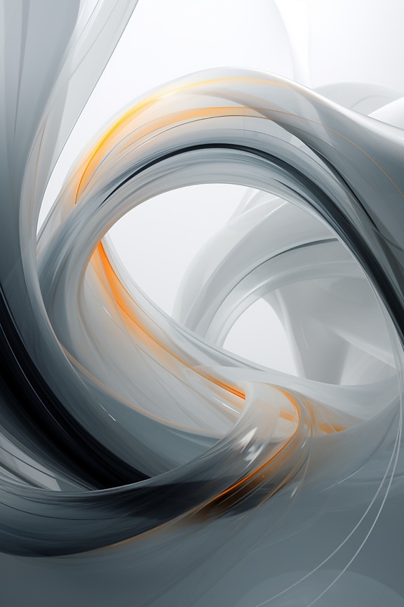 Abstraktná dynamická grafická ilustrácia strieborno-bielej krivky
