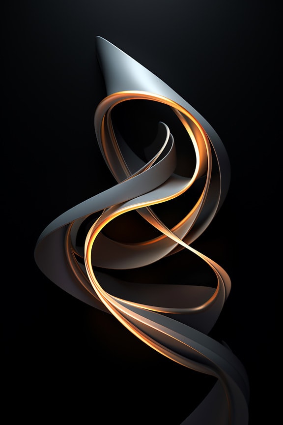 Golden glow distorted shape abstract curve plasma graphic