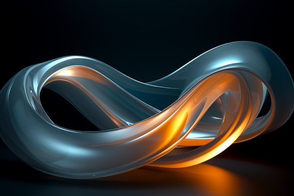 Lueur dorée et graphique plasma de courbe abstraite dynamique bleue