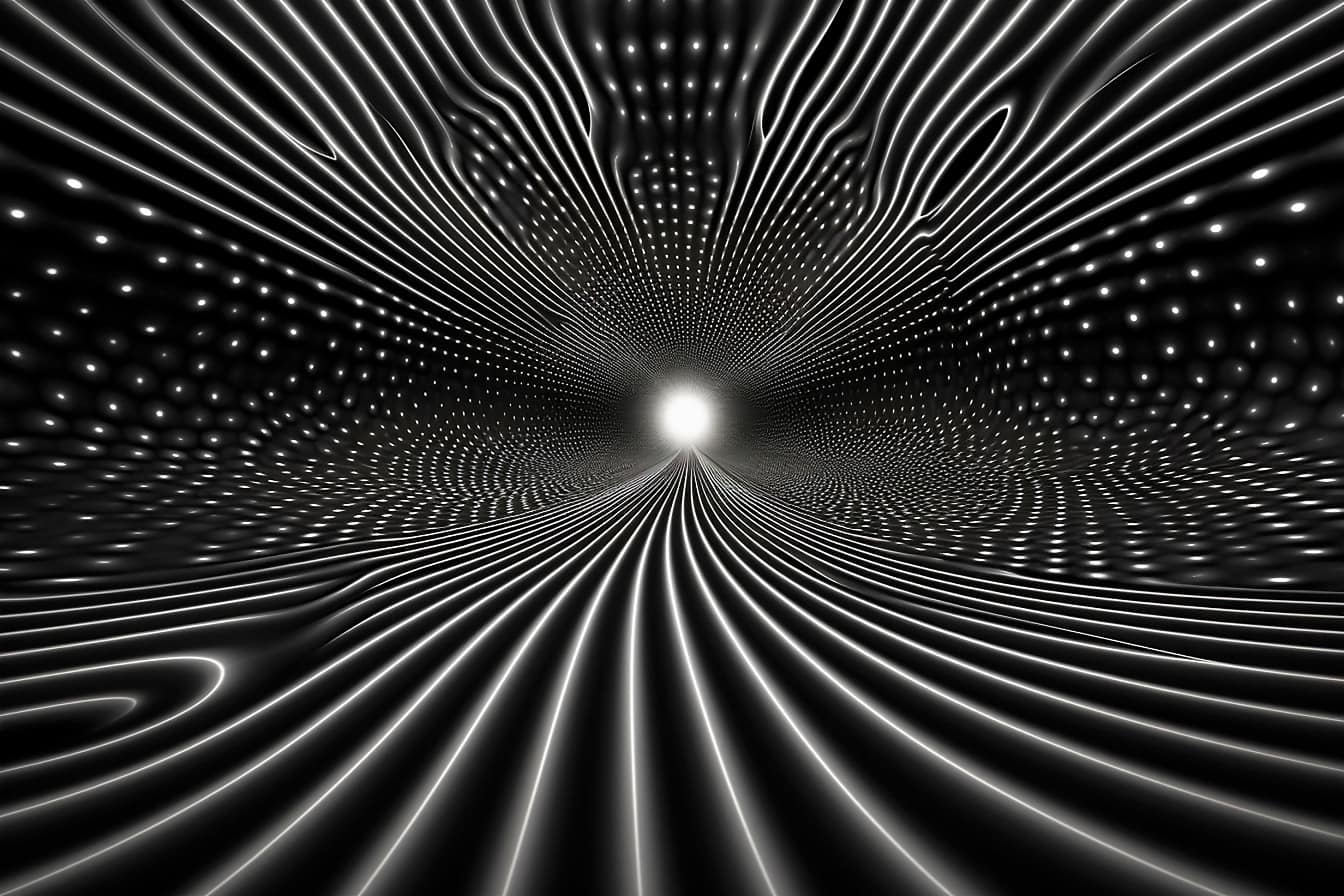 túnel, agujero negro, futurista, abstracto, ilustración, gráfico, simetría