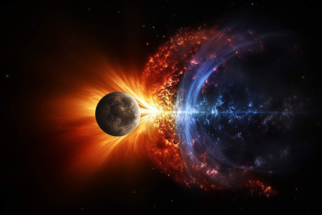 Planet i sort hull bølgegalakse illustrasjon grafikk