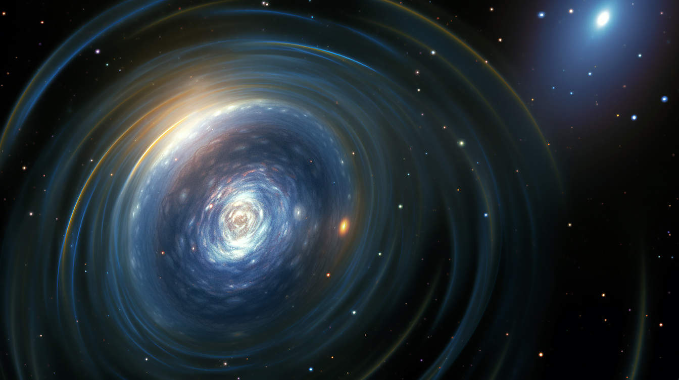 未知の宇宙の深淵におけるブラックホール吸引螺旋