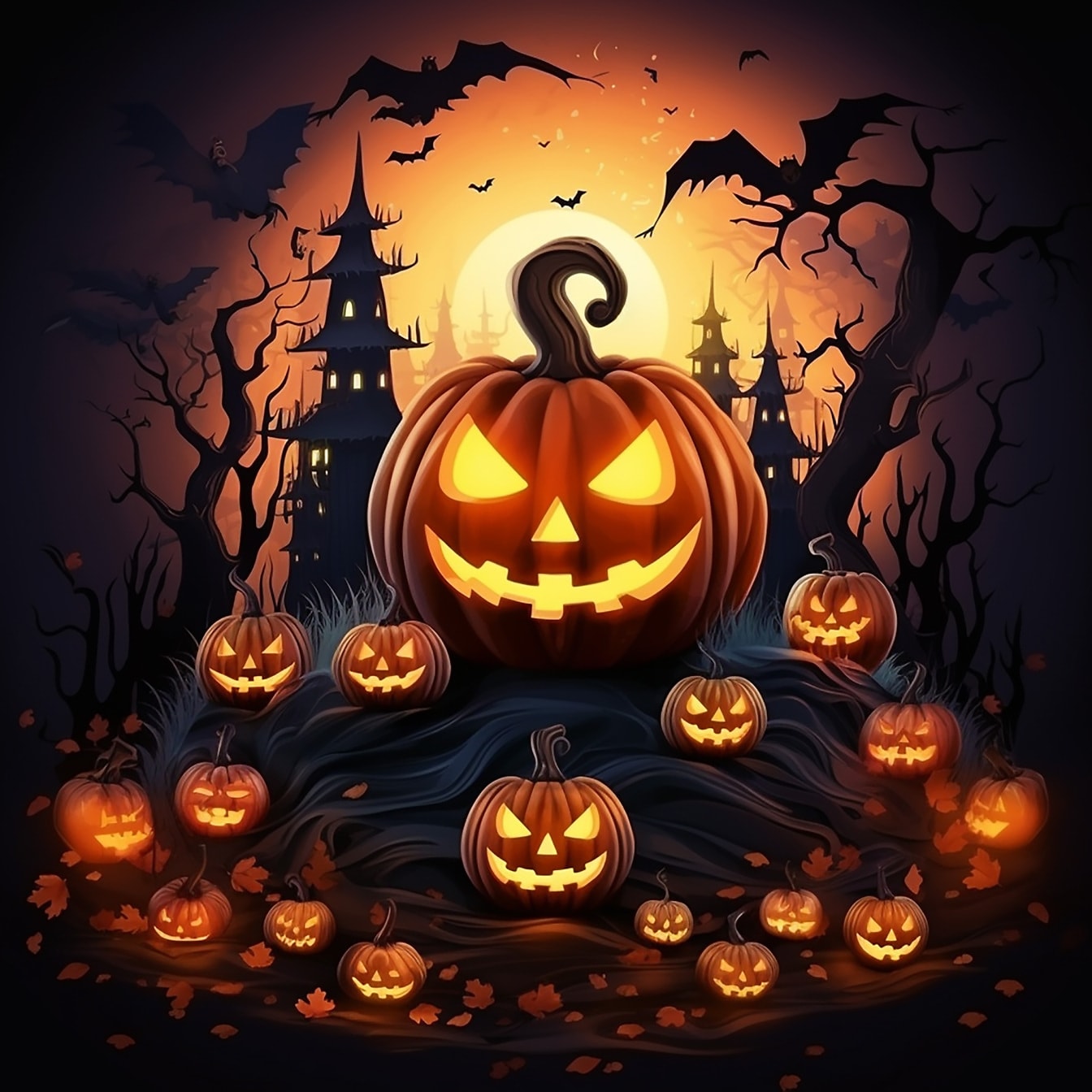 skräck, grafisk, rolig, pumpa, Halloween, natt, hösten