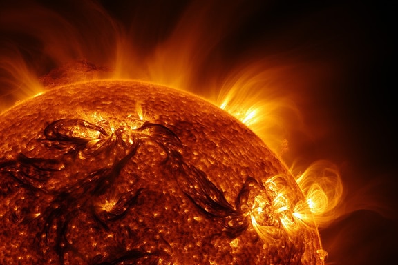 Close-up of Sun surface with hot flare