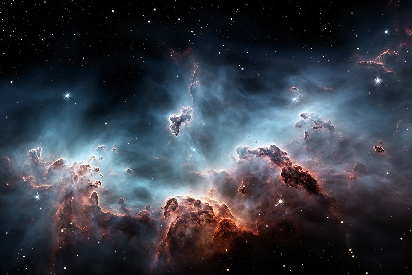 Bagliore di nebulosa nella fotografia dell’universo della galassia della Via Lattea