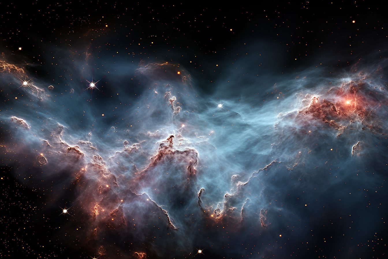 Fotografia astronomiczna głębokiego wszechświata z mgławicą w Drodze Mlecznej