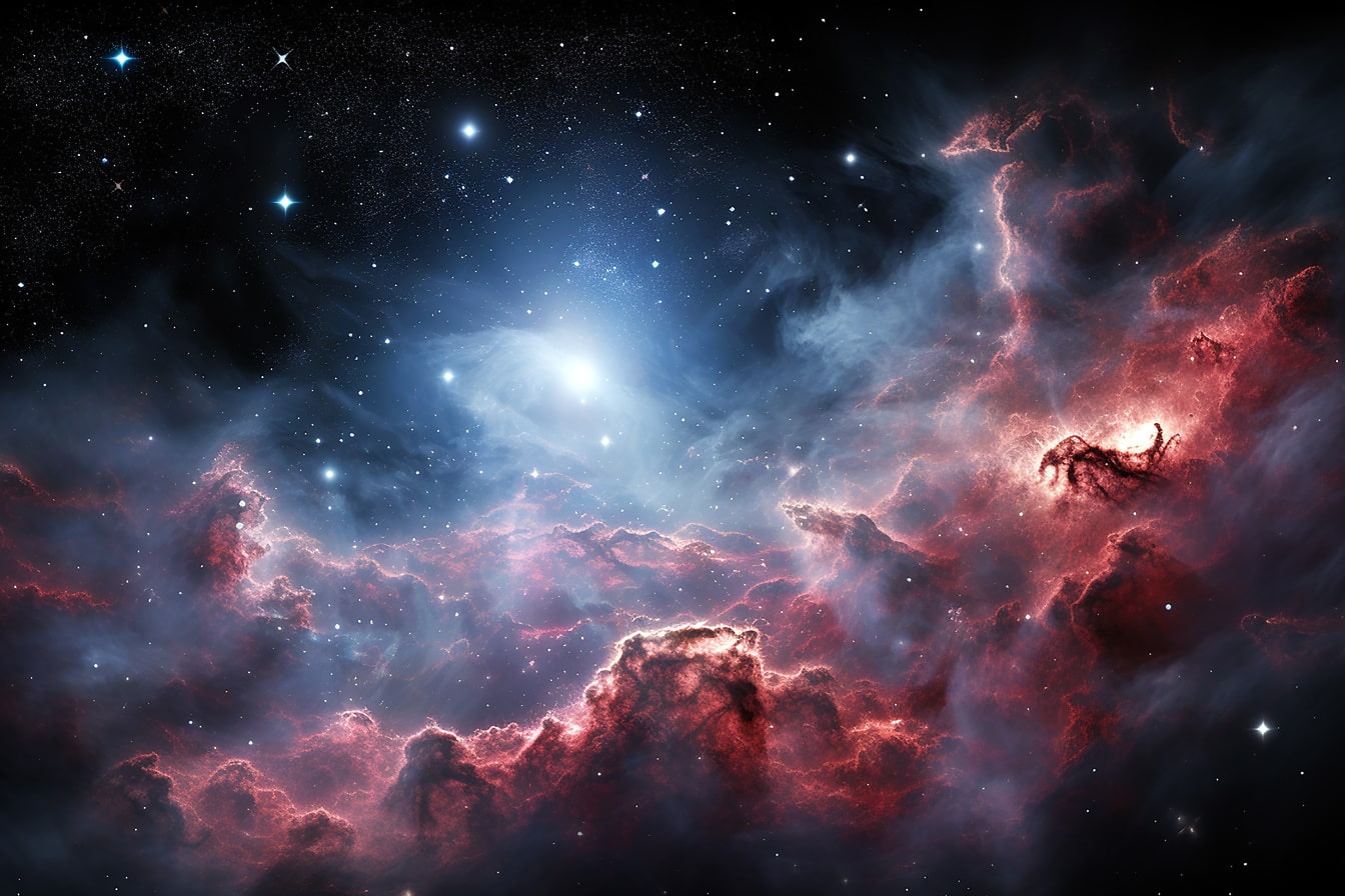 우주 천문학 사진학의 밝은 성운 플레어