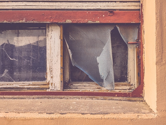 vecchio, finestra, decadimento, giallastro, parete, da vicino, vintage
