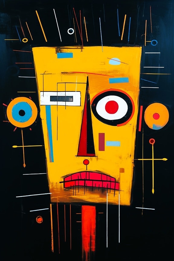 Original abstract portrait illustration of yellowish head