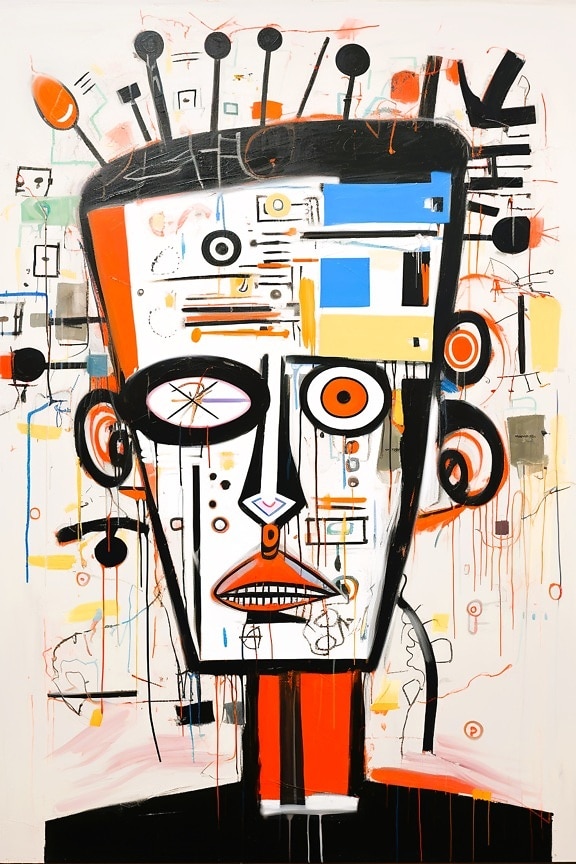 Grunge artwork retrato abstrato gráfico em estilo de belas artes