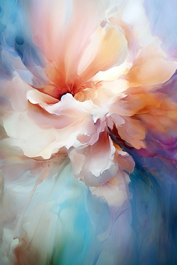 Aquarell Pastell abstrakte Illustration von bunten Blütenblättern in Nahaufnahme