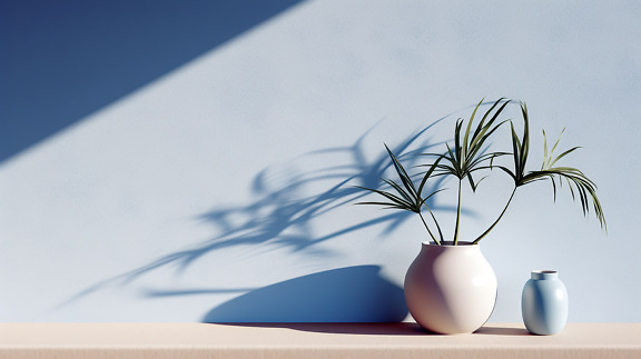 Vase minimaliste moderne contemporain sur étagère vide nature morte graphique