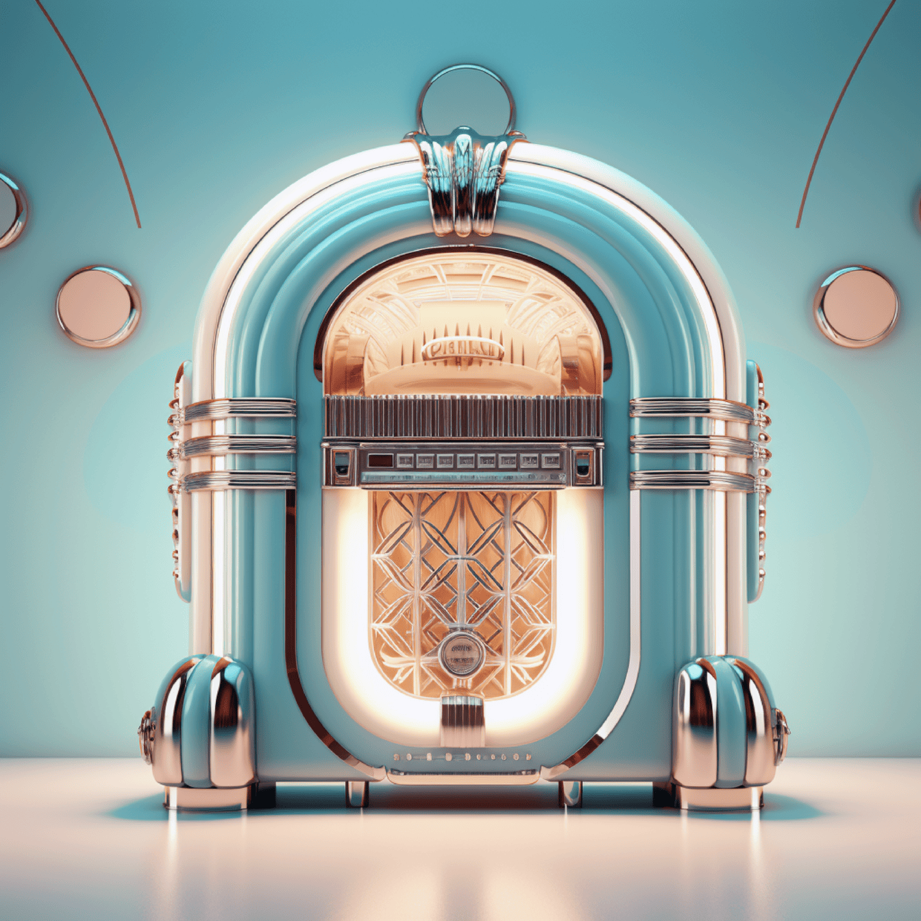 Блестящая винтажная графическая иллюстрация музыкального автомата