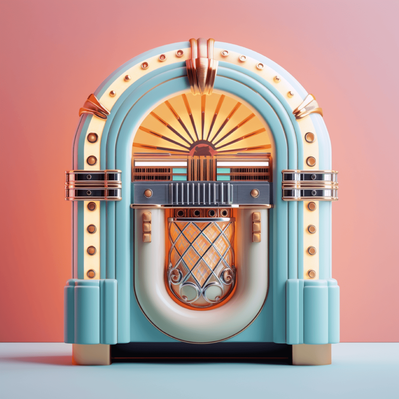 Ilustrasi mesin jukebox musik vintage kuno
