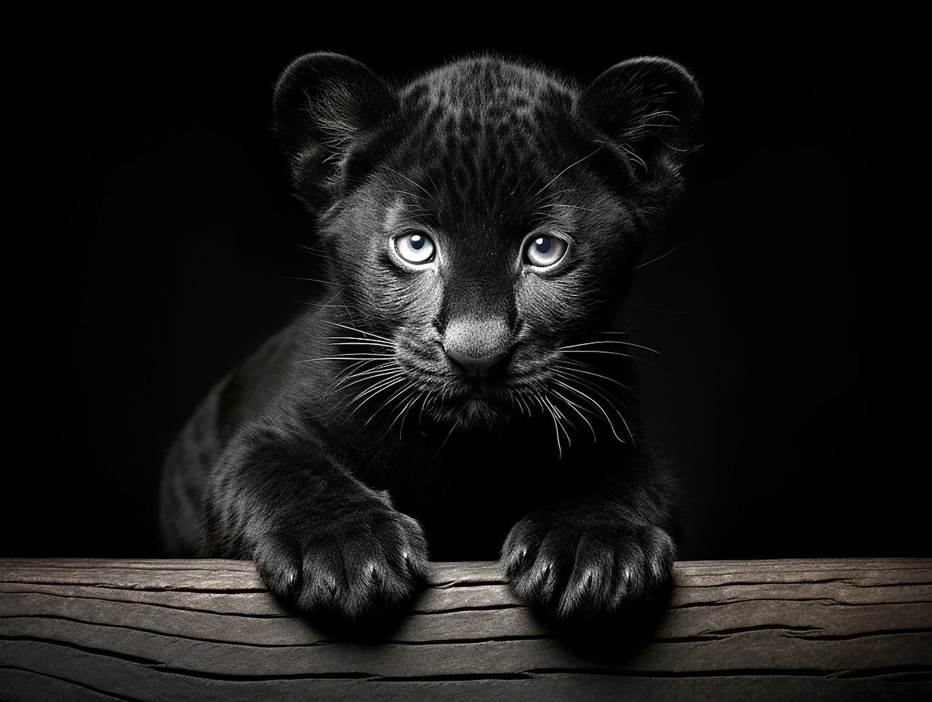 Sevimli kara panter yavrularının portresi dijital sanat eseri