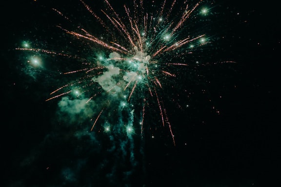 verde inchis, focuri de artificii, roz, noapte, festivalul, negru, explozie