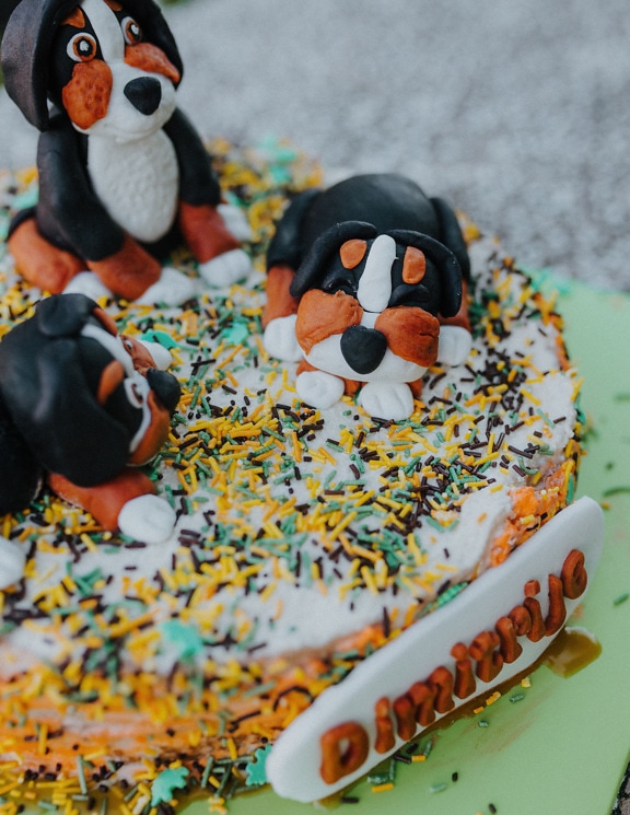 Tři rozkošní pejsci na narozeninový dort dekorace