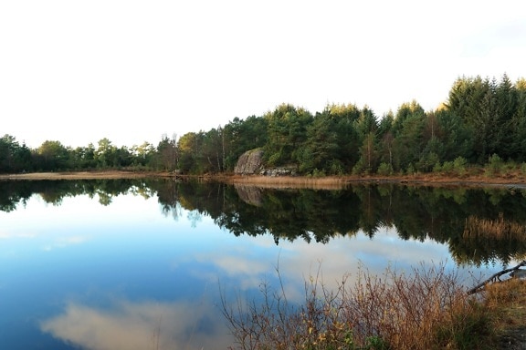 Ziua, însorit, noiembrie, pe malul lacului, reflecţie, lacul, pitoresc