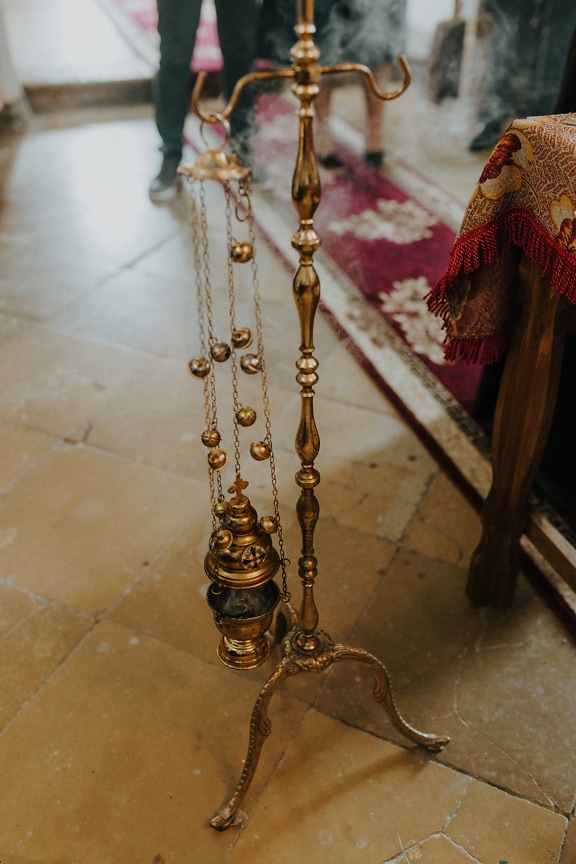 brillo dorado, religiosa, objeto, iglesia, ortodoxa, cadena, decoración