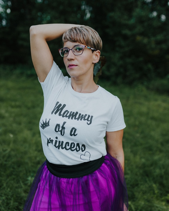 woman in mommy of a princess white shirt